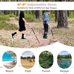 24.5″-33.5″ Metal Detector for Kids with LCD Display IP68 Waterproof Pink