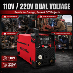 ARCCAPTAIN MIG200 NOVA 200Amp 6-in-1 MIG Welder 110V/220V Dual Voltage Welding
