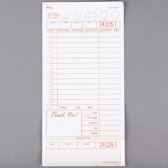(2000-Pack) 3 Part Tan and White Carbonless Guest Check w/ Bottom Guest Receipt
