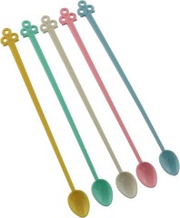 60PCS Candy Color Plastic Mini Coffee Tea Beverage Blender Plastic Disposable