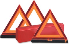 Deflecto Brand Made in USA Emergency Warning Triangle Kit with 3 Warnings – Red
