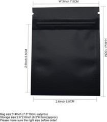 100 Premium 3×4″ Matte Black Small Double-Sided Mylar Foil Zip Storage Bags