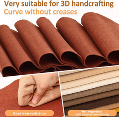 12 Rolls 8″X35″(20.5X90Cm) 1.4Mm Thick Soft Felt Fabric Sheet 12 Assorted Brown