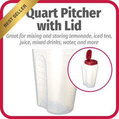 GoodCook 1 Quart Bottle with Snap Lock Easy-Pour 32 Ounces, Clear and Red