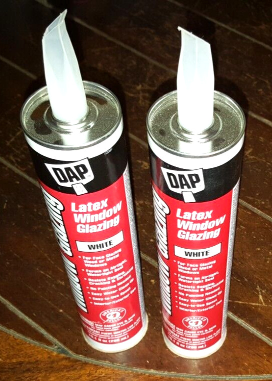 Lot of 2 DAP Latex Window Glazing 10.1 fl oz Tubes ~White~ Interior/Exterior Use