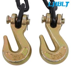 LABLT G80 Transport Binder Chain 1/4 Inch × 14 Ft | Chain with Clevis Grab Hooks