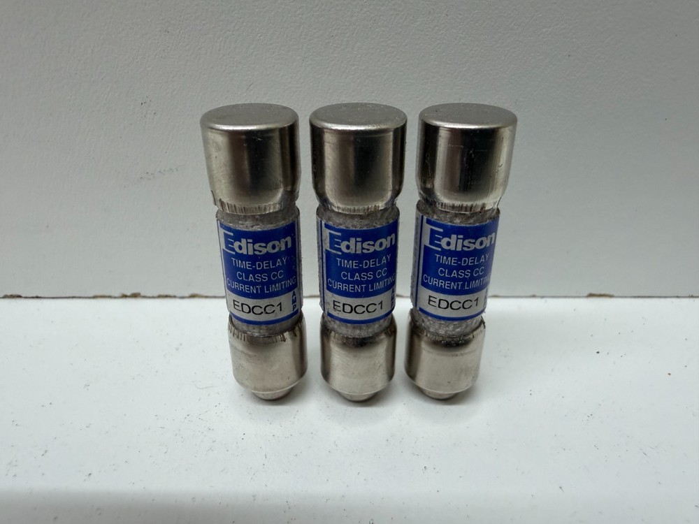 LOT OF (3) NEW OLD STOCK! EDISON 1A 600V TIME-DELAY FUSES EDCC1