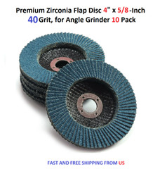 Premium Zirconia Flap Disc 4″ x 5/8-Inch, 40 Grit, for Angle Grinder 10Pack