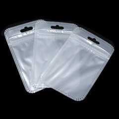 Resealable White Clear Zip Plastic Bag Retail Packaging Lock Pouches W/Hang Hole