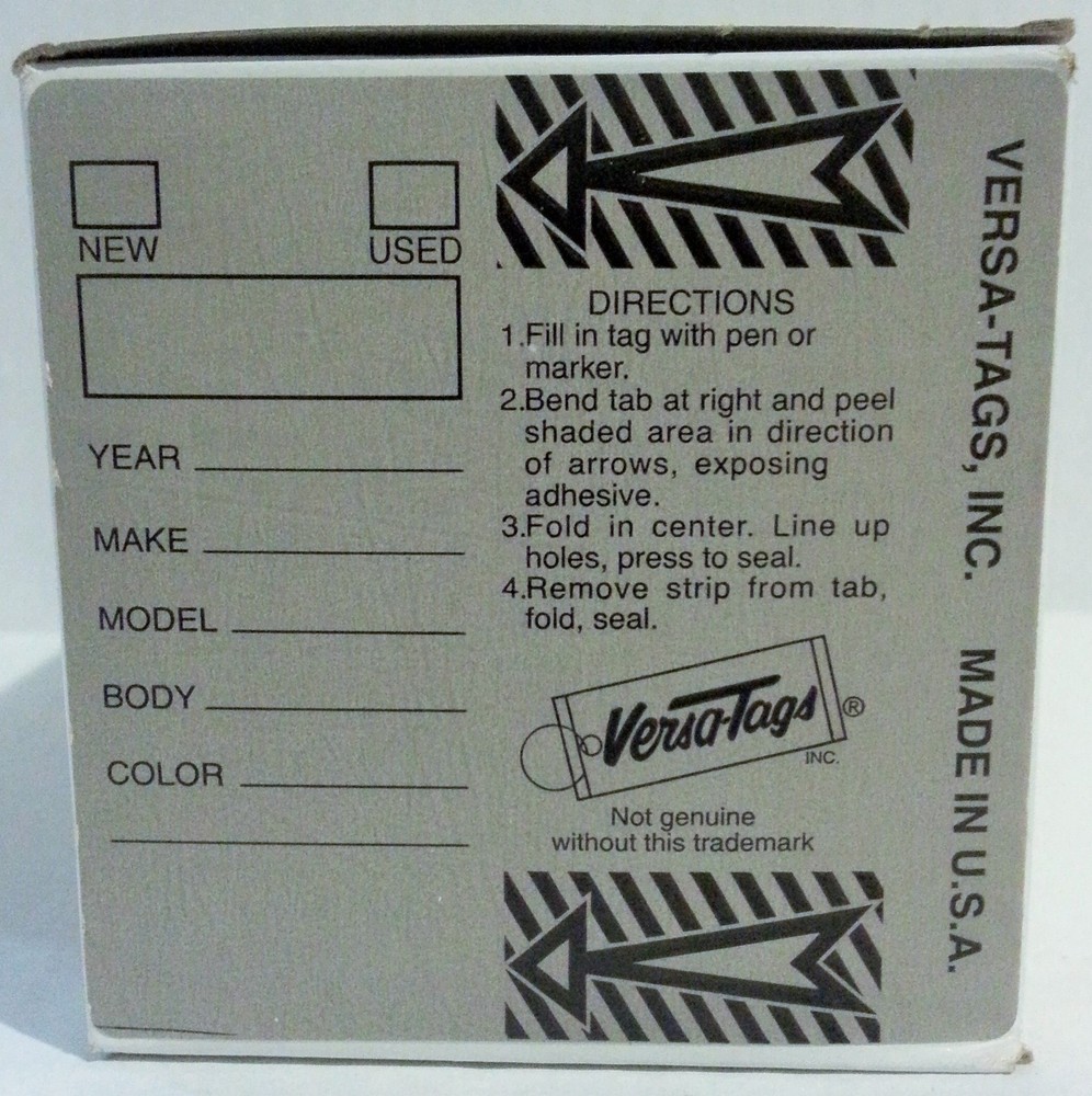 Gray Genuine Versa-Tags Key Tags, Self-Protecting (250 Tags 3*3 inches,