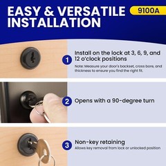 FJM Security 9100A-BLK-KD Disc Tumbler Cam Lock, Lock For Smart Home, Cabinet…