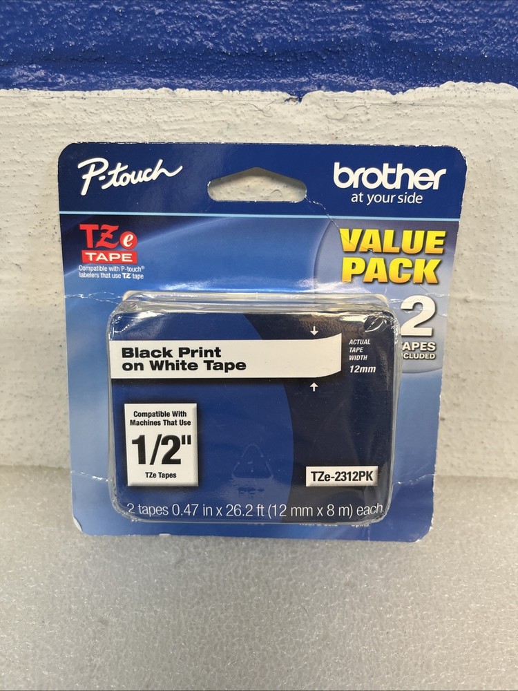 Brother Genuine P-touch TZe-231 2PK 1/2” Label Maker Tape Black On White New
