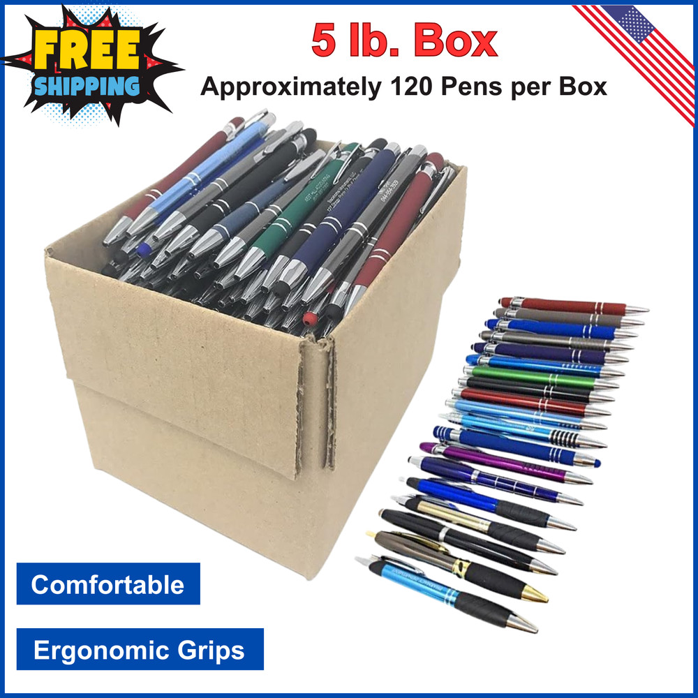 Bulk Misprint Pens – 5 LBS. Misprint Metal Retractable Pens – (Approx. 120 Pens)