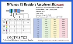 40 Values 400 Pcs 1/2W Resistor Kit 1 1M Metal Film Resistors Assortment