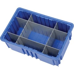 Plastic Dividable Grid Container16-1/2″L x 10-7/8″W x 6″H Blue Lot of 8