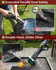 Saker Electric Grill Brush with 450 RPM & LED Light | Tangle-Free Grill Clean…