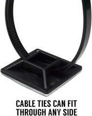[100-Pack] Adhesive-Backed Zip Tie Mount Flex Anchor Point Black by Nova Supply