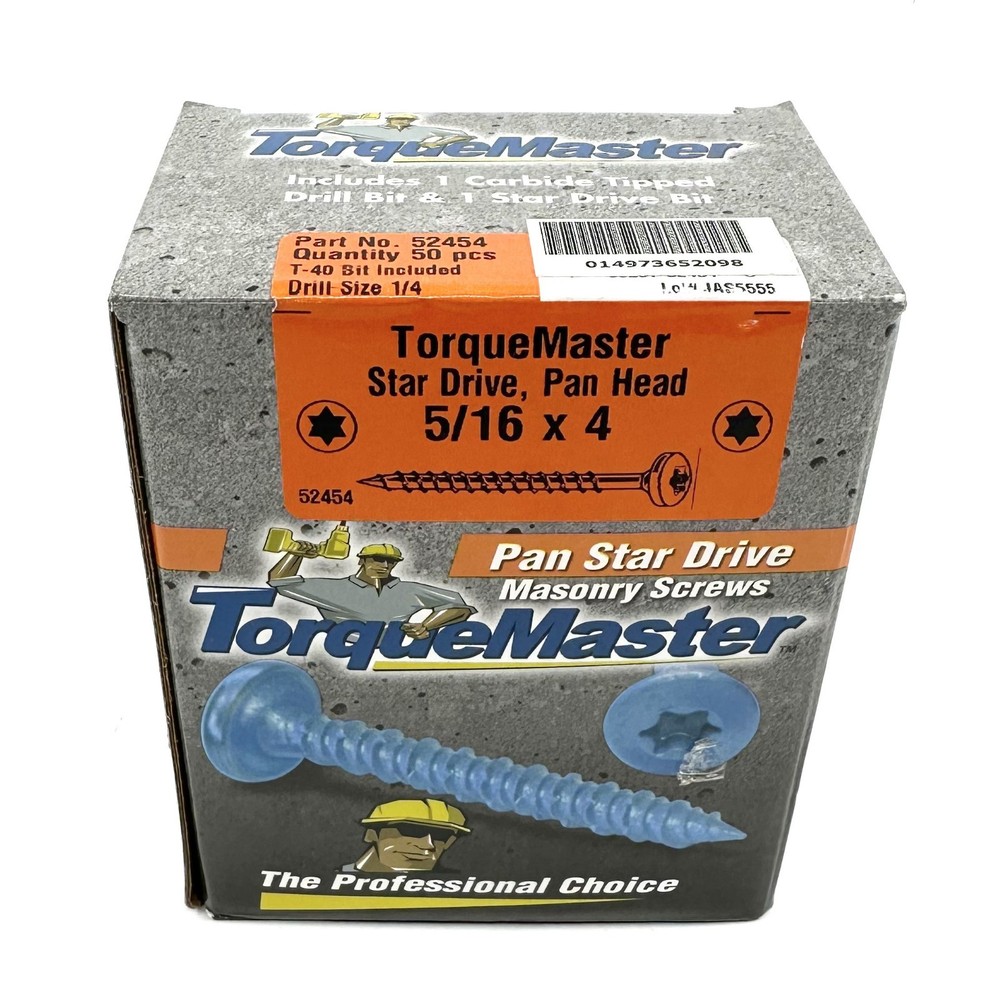 5/16″ x 4″ Blue Ruspert Coated Star Drive Pan Head Masonry Screws (50 pcs.)