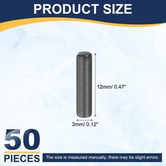 50Pcs 3mm x 12mm Dowel Pins 304 Stainless Steel Shelf Support Pegs Black
