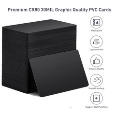 20 Pack Premium Blank CR80 30Mil CR8030 Graphic Quality Black PVC Plastic Cards