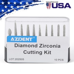 Dental Diamond Zirconia Cutting Burs Kit Friction Grip 1.6mm 10Pcs/Pack