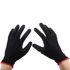 WOLF Ultra-Thin Black Work Gloves Polyurethane Palm Coated Nylon Shell 12 Pairs