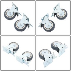 4PCS Heavy Duty Swivel Caster Fixed Wheel with Brake Set 6 inch Caster Wheels