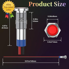 10 PCS Led Indicator Light 12V, Metal 12V Led Light, Waterproof Indicator Light,