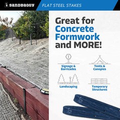 Sandbaggy 18″ Flat Steel Stakes For Concrete Forms With Nail Holes – Reusable