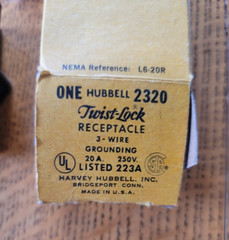 NOS Vintage TWISTLOCK 20A 250V Electrical Receptacle in box HARVEY HUBBELL, Inc.