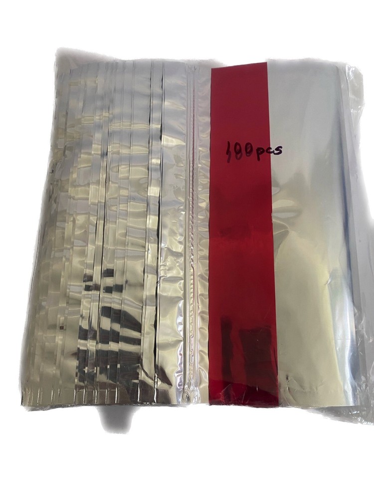 (100) Ziplock Style Mylar Bags Silver On Both Sides 13-1/4” H 10-3/4” W