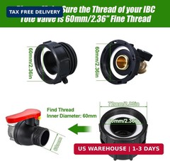 IBC Tote Adapter, 275-330 Gallon ibc tote fittings 2.36″ Fine Thread Tote Valve