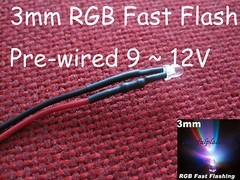 100pcs 3mm RGB Fast Flash Colorful Red Green Blue Pre-Wired LED Leds 9V 12V 20CM
