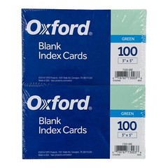 Green Index Cards 2 Packs Oxford Blank Unruled 3″ x 5″ 100 Cards per Pack