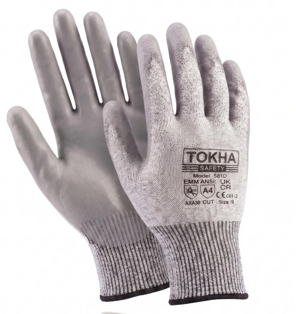 6 Pairs PU Coated Anti Cut Resistance Safety Work Gloves Multitasking Level 5