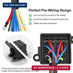 12V 6 Way Pre-Wired Fuse Relay Box Kit with Two 80A 4-Pin Relays | 6 ATC/ATO Slo