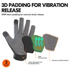 Vgo 1/3Pairs Synthetic Leather Work Gloves for Men, Mechanic Gloves(SL7584)