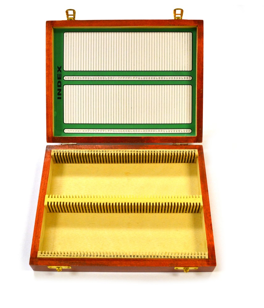 Eisco Labs Wooden Microscope Slide Box, 100 – 25x75mm Slides