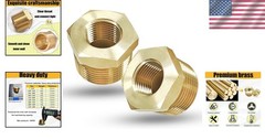 3/4″ Male to 3/8″ Female Brass Reducer Bushing, Versatile NPT Adapter Set of 2