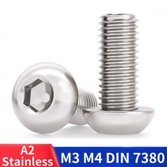 Button Head Screws Allen Socket Bolts M3 M4 A2 Stainless Steel DIN 7380 3mm 4mm