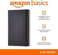 Classic Lined Notebook, 240 Pages Hardcover, 5 X 8.25-Inch, Black