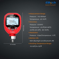 Elitech PT-800 Wireless Refrigeration Pressure Gauge HVAC A/C Manifold Gauge App