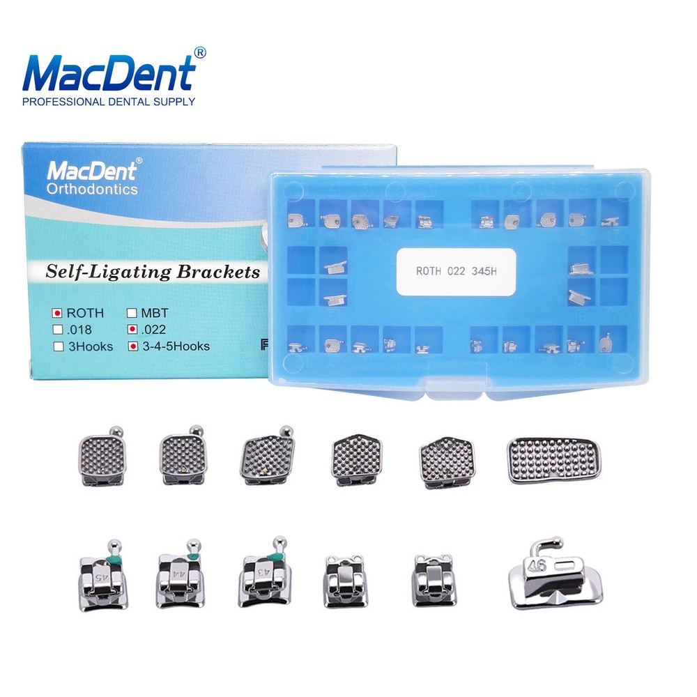 Dental Orthodontic Self-Ligating Brackets Braces Roth/MBT .022 Hook 345 MacDent