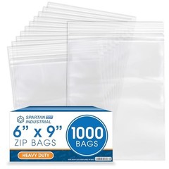 Thick Durable 6” x 9” Clear Reclosable Zip Plastic Bags – 1000 Count, 4 Mil Seal