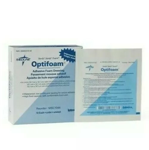 BOX OF 10- MEDLINE OPTIFOAM DRESSINGS 4″x4″ #MSC1044