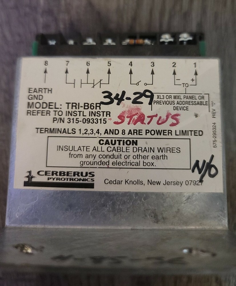 SIEMENS CERBERUS Pyrotechnics TRI-B6R INTERFACE MODULE SINGLE INPUT W/RELAY