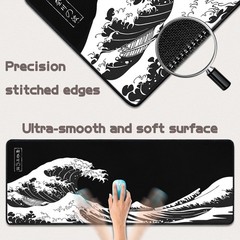 Mouse Pad Gaming – Desk Mat for Keyboard and 31.5L x 11.8W inches, Black Wave