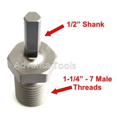 Core Drill Bit Adapter: 1-1/4” – 7 Threaded Male to 1/2” Shank