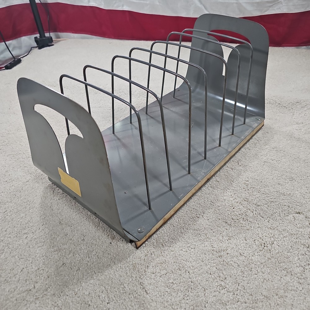Vintage CATA-RACK Industrial MCM Metal File for Catalogs/Books Vinyl LP GRAY USA