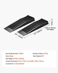 2PC Car Ramps 20000LBS Low Profile 2.56″ Lift Heavy Duty for Garage Oil Change